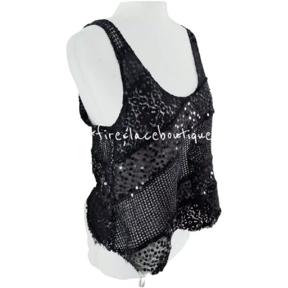 FREE PEOPLE LACE SEQUIN CROP TOP SZ M L - Picture 5 of 8